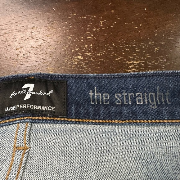 7fam The Straight Lux Performance Dark Wash Jeans Size 36 - Picture 7 of 8